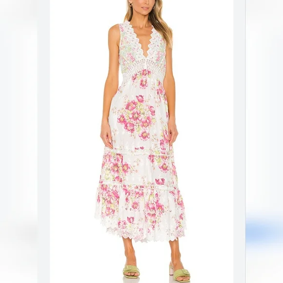 Loveshackfancy Oakley Floral Lace Cottagecore Dress - Picture 2 of 7